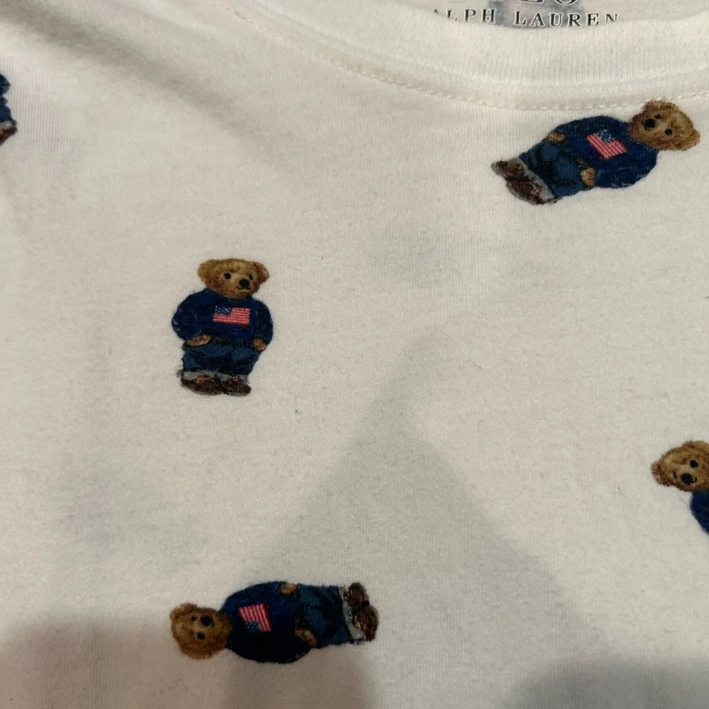 Polo Ralph Lauren Polo Bear Print Pajama Long Sleeve T Shirt Kids Girls Size 14